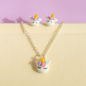 unicornio, bisuteria, porcelana fría, collar, aretes, manos obreras, bolivia, hecho a mano, artesanías