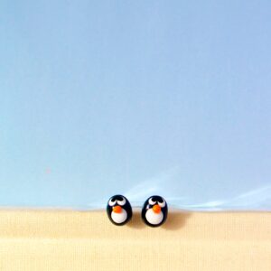 pingüino, animal, bisuteria, porcelana fría, collar, aretes, manos obreras, bolivia, hecho a mano, artesanías