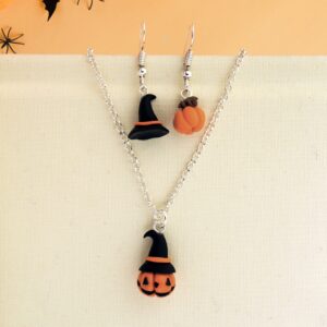 HALLOWEEN, bisuteria, porcelana fría, collar, aretes, manos obreras, bolivia, hecho a mano, artesanías